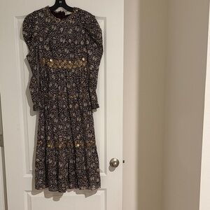 Michael Kors Black and Gold Long Sleeve Dress
